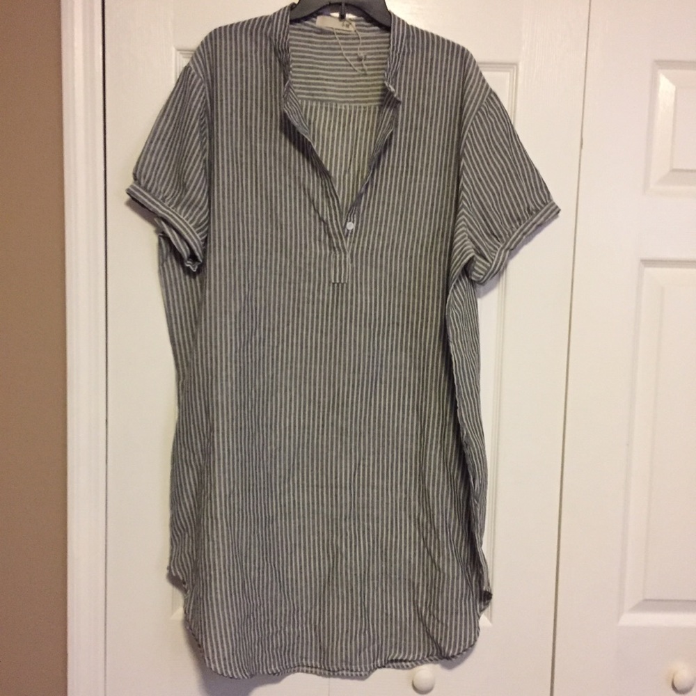 Korean Oversized Striped Shirt Dress Size Medium